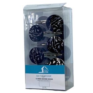 Today’s Living Black Marble Silver Metallic Silver Elite Shower Curtain Hooks